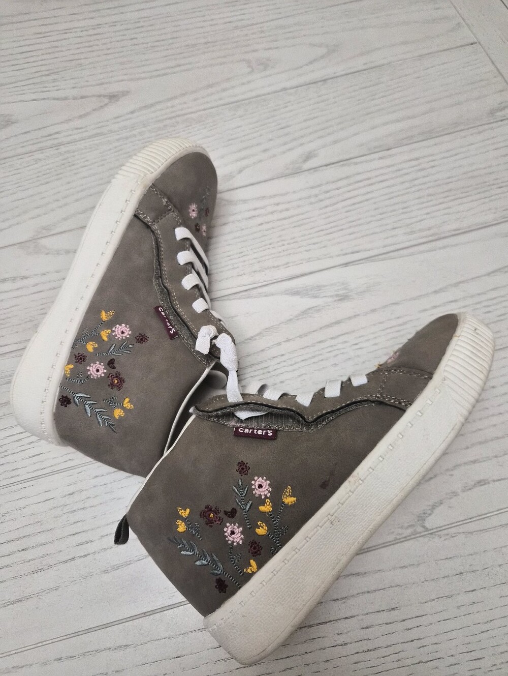 Floral Embroidered Carters Ankle Shoes Girls Size 2